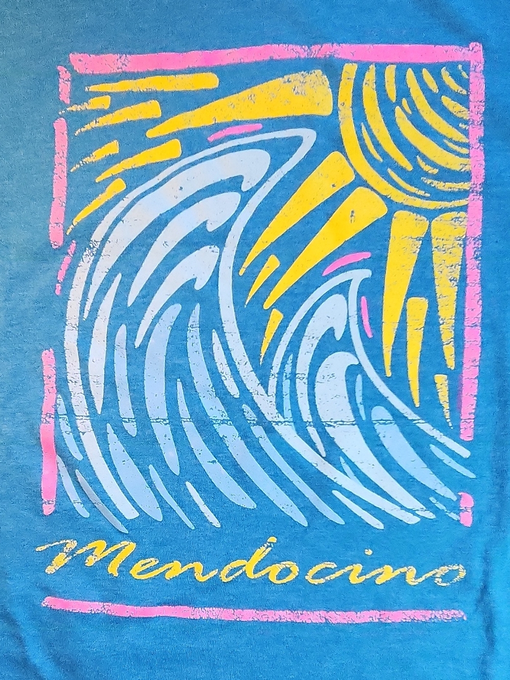 Fruit of the Loom Mendocino Graphic Tee, Mens Sz M. Blue, Cotton/Poly. NWOT